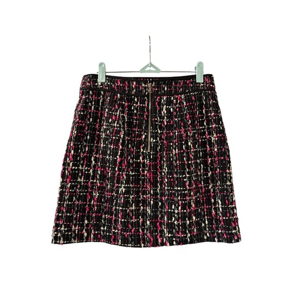 LOFT Womens Tweed Mini Skirt Black Pink White Grey Silver Textured Size 0 Lined - Picture 2 of 5